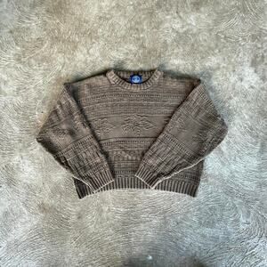 Vintage Gap Cropped Knit Sweater Brown Preppy Cable Knit